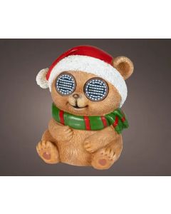 Kuhl weiß LED Polyresin Bär H: 13.5 cm mit blinzelnde Augen auf Batterie