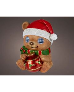 Kuhl weiß LED Polyresin Bär H: 28.5 cm mit blinzelnde Augen auf Batterie