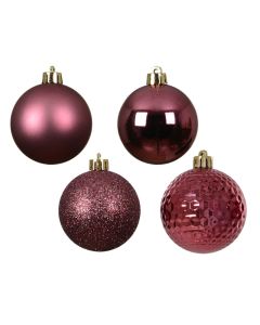 100 Unzerbrechliche Weihnachtskugeln in Rohr gemischt dunkelrosa