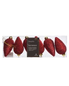 6 Unzerbrechliche Tannenzapfen weihnachtsrot
