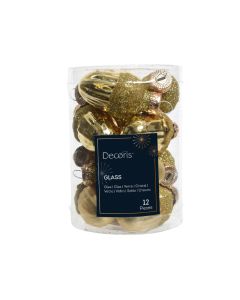 12 Glas Eicheln mit kappe 3 x 4 cm hell gold