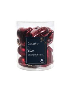 12 Weihnachtsherzen aus Glas L 2 x B 4.5 x H 4 cm ochsenblut