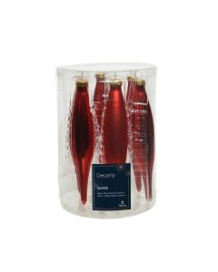 6 Glas Weihnachtszapfen 15 x 3 cm weihnachtsrot