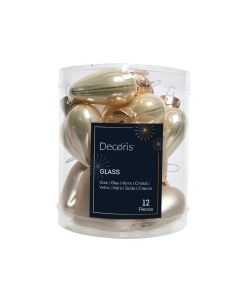 12 Weihnachtsherzen aus Glas L 2 x B 4.5 x H 4 cm perle