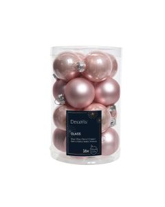 16 Glas mini Weihnachtskugeln Ø 3.5 cm erröten rosa