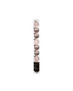 9 Glas mini Weihnachtskugeln Ø 3 cm erröten rosa
