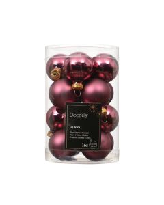 16 Glas mini Weihnachtskugeln Ø 3.5 cm dunkelrosa