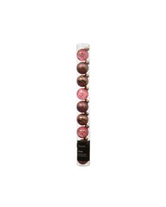 9 Glas mini Weihnachtskugeln Ø 3 cm dunkelrosa