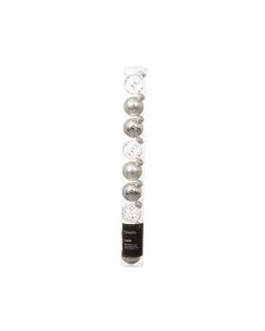 9 Glas mini Weihnachtskugeln Ø 3 cm silber