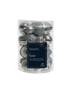 12 Glas Eicheln mit kappe 3 x 4 cm silber