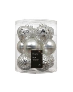 12 Glas Weihnachtskugeln Luxus Ø 8 cm silber