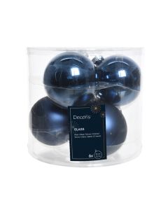 6 Glas Weihnachtskugeln Ø 8 cm nachtblau