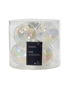 6 Glas Weihnachtskugeln Ø 8 cm transprant iris