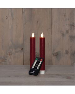 Burgunderrot LED Tischkerzen Wachs mit USB kabel und sich bewegende Flamme 2 Stück H 18 cm