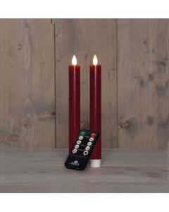 Burgunderrot LED Tischkerzen Wachs mit USB kabel und sich bewegende Flamme 2 Stück H 23 cm