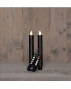 Schwarz LED Tischkerzen Wachs mit USB kabel und sich bewegende Flamme 2 Stück H 18 cm