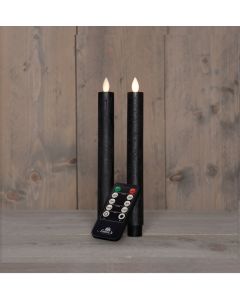 Schwarz LED Tischkerzen Wachs mit USB kabel und sich bewegende Flamme 2 Stück H 23 cm
