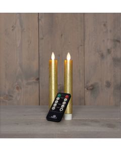 Gold LED Tischkerzen Wachs mit USB kabel und sich bewegende Flamme 2 Stück H 18 cm