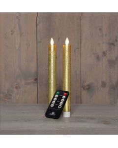 Gold LED Tischkerzen Wachs mit USB kabel und sich bewegende Flamme 2 Stück H 23 cm