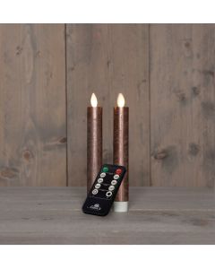 Bronze LED Tischkerzen Wachs mit USB kabel und sich bewegende Flamme 2 Stück H 18 cm