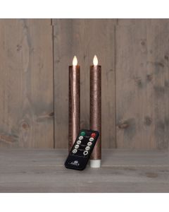 Bronze LED Tischkerzen Wachs mit USB kabel und sich bewegende Flamme 2 Stück H 23 cm
