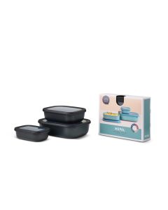 Mepal Set Multischüssel Cirqula rechteckig flach 3-teilig set (500, 1000 & 2000 ml) nordic black