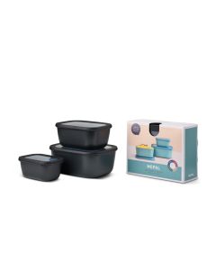 Mepal Set Multischüssel Cirqula rechteckig hoch 3-teilig set (750, 1500 & 3000 ml) nordic black