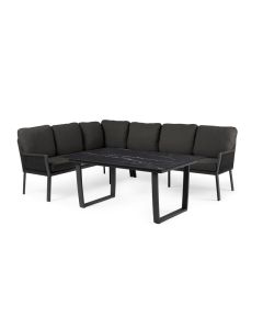 Tierra Outdoor Liv Eck Lounge-gruppe links Schwarz mit dining Tisch marble black 150 x 90 cm